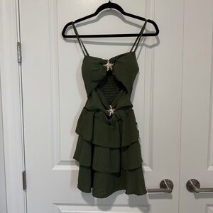 Elegant Green Tiered Dress
